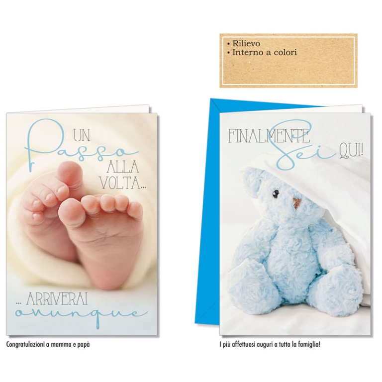 BIGLIETTI AUGURI 12PZ    NASCITA MASCHILE