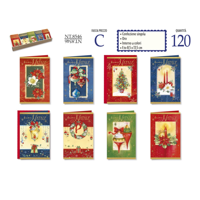 BIGLIETTI NATALE 9X14CM 120PZ SOGGETTI ASSORTITI EXPO