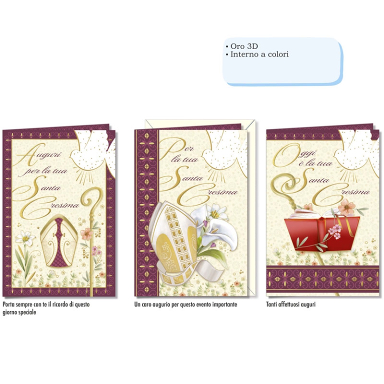 BIGLIETTI AUGURI 12PZ ORO IN RILIEVO CRESIMA