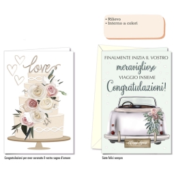 BIGLIETTI AUGURI 12PZ    MATRIMONIO RILIEVO