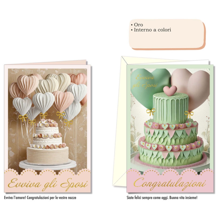 BIGLIETTI AUGURI 12PZ    MATRIMONIO TORTA