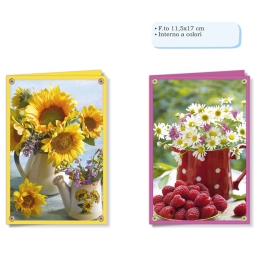 BIGLIETTI AUGURI 6PZ SENZA TESTO FIORI