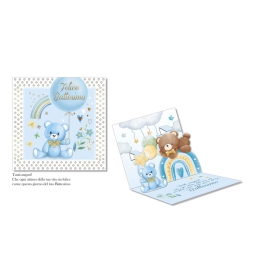 BIGLIETTI AUGURI 6PZ     15X15CM POP-UP NASCITA A