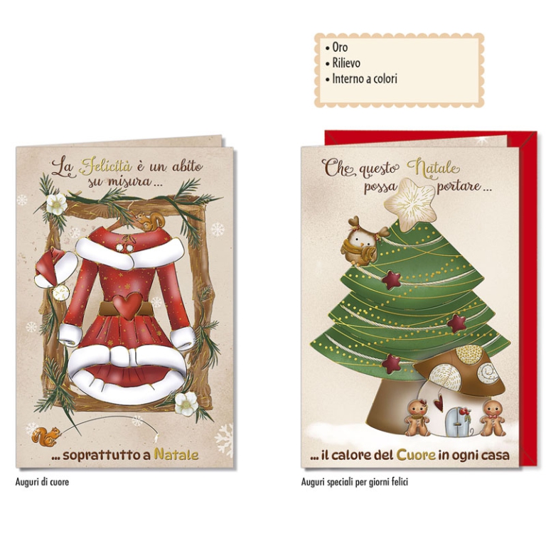 BIGLIETTI NATALE 12X18CM 12PZ DEBORA BEE