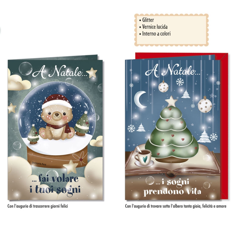 BIGLIETTI NATALE 12X18CM 12PZ DEBORA BEE