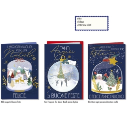 BIGLIETTI AUGURI 12PZ    XMAS SOGGETTI ASSORTITI