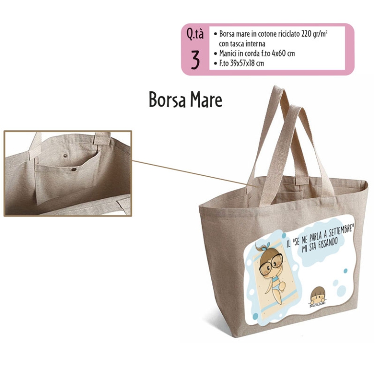 SHOPPER COTONE LE BUBINE CON TASCA INTERNA