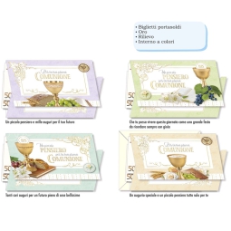 BIGLIETTI AUGURI 12PZ    PORTASOLDI COMUNIONE