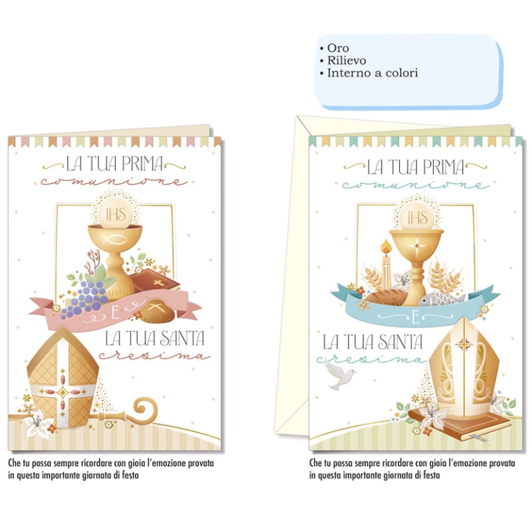 BIGLIETTI AUGURI 12PZ    COMUNIONE E CRESIMA