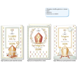 BIGLIETTI AUGURI 12PZ C/ROTELLA GG E MESE CRESIMA