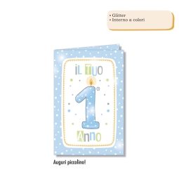 BIGLIETTI AUGURI 6PZ     NUMERO 1 BIMBO GLITTER