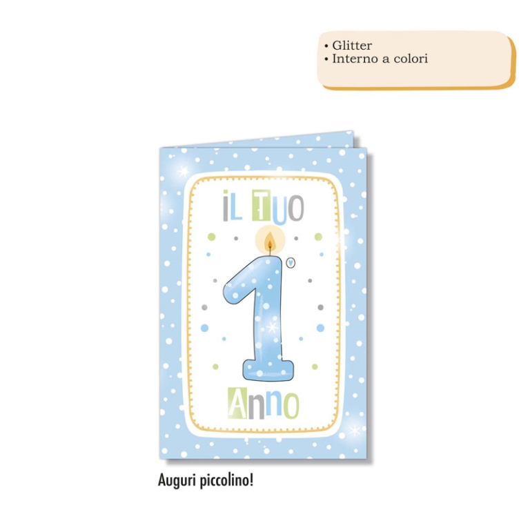 BIGLIETTI AUGURI 6PZ     NUMERO 1 BIMBO GLITTER