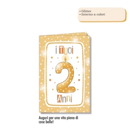 BIGLIETTI AUGURI 6PZ     NUMERO 2 GLITTER