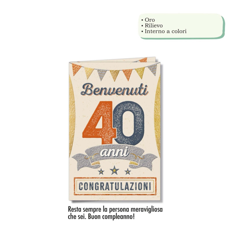 BIGLIETTI AUGURI 6PZ 40  ANNI ORO RILIEVO VINTAGE