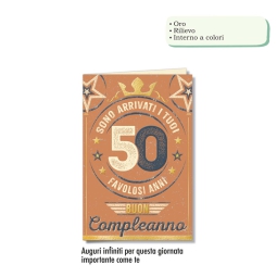 BIGLIETTI AUGURI 6PZ 50  ANNI ORO RILIEVO VINTAGE