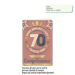 BIGLIETTI AUGURI 6PZ 70  ANNI ORO RILIEVO VINTAGE