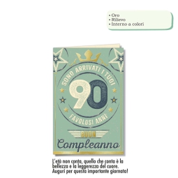 BIGLIETTI AUGURI 6PZ 90  ANNI ORO RILIEVO VINTAGE