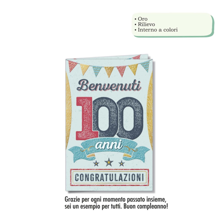 BIGLIETTI AUGURI 6PZ 100 ANNI ORO RILIEVO VINTAGE