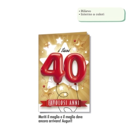 BIGLIETTI AUGURI 6PZ 40  ANNI RILIEVO