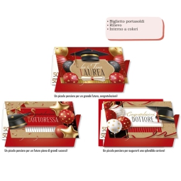 BIGLIETTI AUGURI 12PZ    LAUREA PORTASOLDI