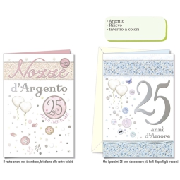 BIGLIETTI AUGURI 12PZ    ANNIVERSARIO 25°
