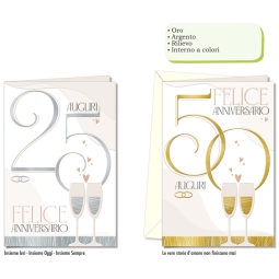 BIGLIETTI AUGURI 12PZ    ANNIVERSARIO 25° E 50°