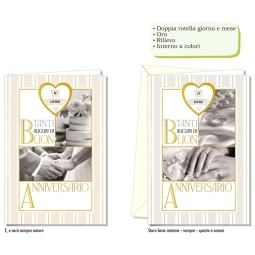 BIGLIETTI AUGURI 12PZ C/ROTELLA ANNIVERSARIO GG/ME