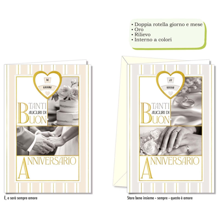 BIGLIETTI AUGURI 12PZ C/ROTELLA ANNIVERSARIO GG/ME