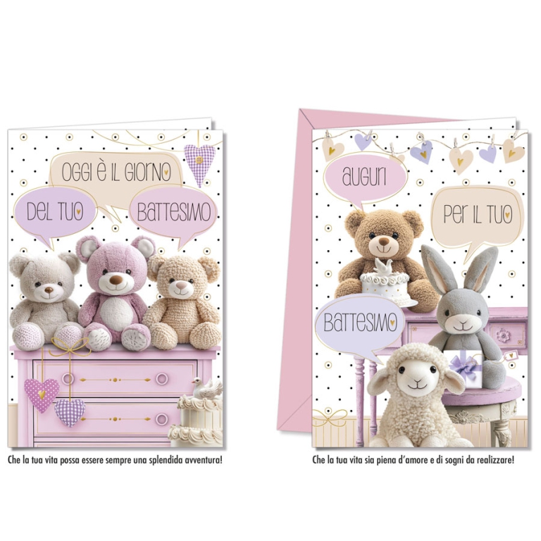 BIGLIETTI AUGURI 12PZ    BATTESIMO BIMBA