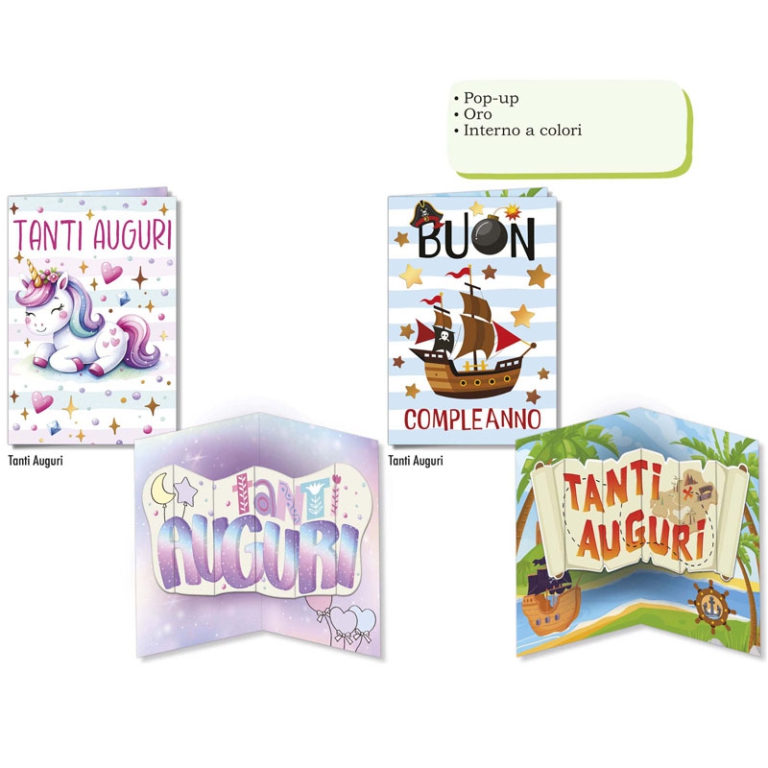 BIGLIETTI AUGURI 12PZ POP UP BIMBI