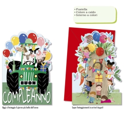 BIGLIETTI AUGURI 12PZ    FUSTELLA BIMBI