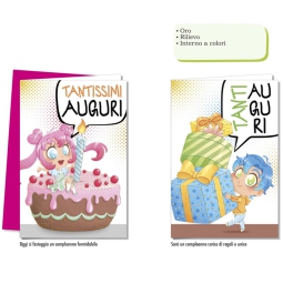 BIGLIETTI AUGURI 12PZ ORO RILIEVO BIMBI