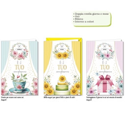 BIGLIETTI AUGURI 12PZ    COMPLEANNO ROTELLA GG/MES