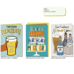 BIGLIETTI AUGURI 12PZ    COMPLEANNO UOMO