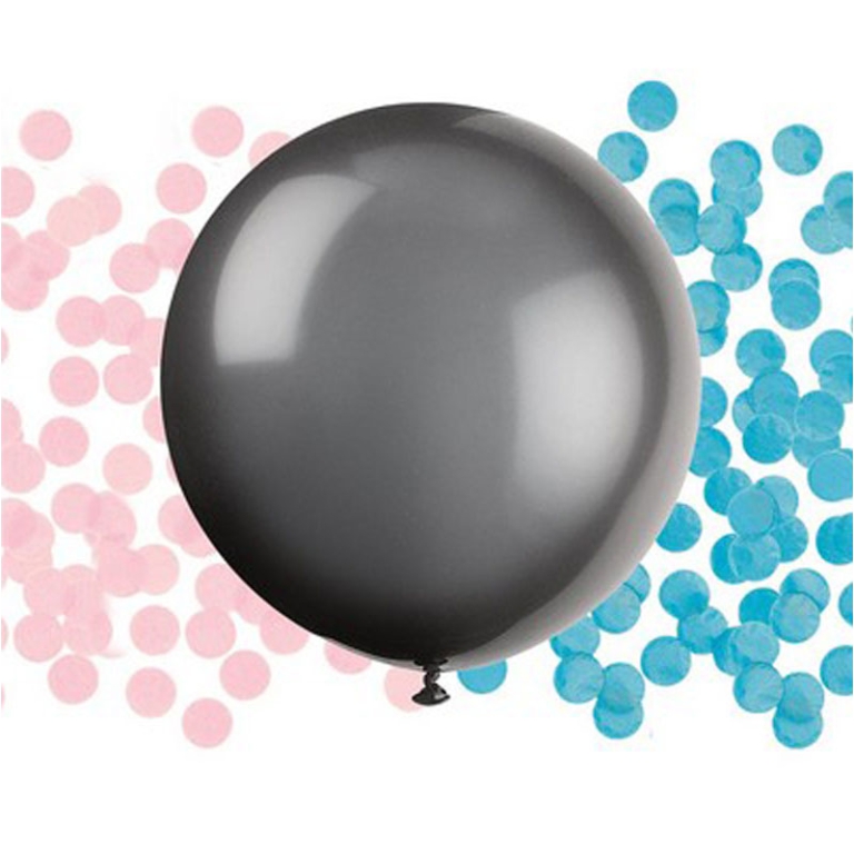 PALLONCINO LATTICE 60CM  NERO GENDER REVEAL C/COR. 2