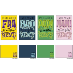 BIGLIETTI AUGURI 12PZ LETTERING FOIL ORO