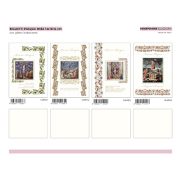 BIGLIETTI AUGURI 12PZ    PASQUA SACRO GLITTER