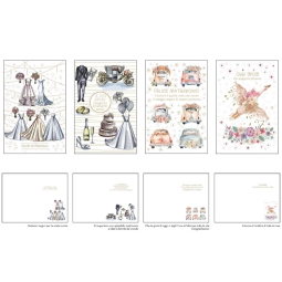 BIGLIETTI AUGURI 12PZ    MATRIMONIO C/FOIL ORO
