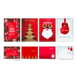 BIGLIETTI XMAS 11,5X17CM 12PZ C/FOIL OLOGRAFICO