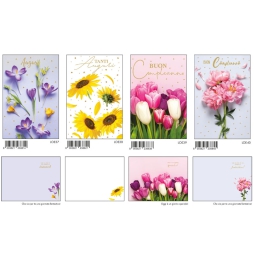 BIGLIETTI AUGURI 12PZ    FLOREALI FOIL DORATO