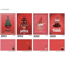 BIGLIETTI AUGURI 12PZ    XMAS FOIL OLOGRAFICO