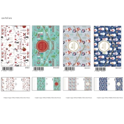 BIGLIETTI AUGURI 12PZ    XMAS PORTASOLDI FOIL