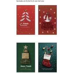 BIGLIETTI AUGURI 60PZ XMAS 8,5X13,5CM SOGGETTI ASSORTITI