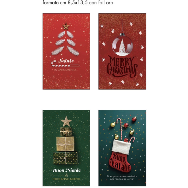 BIGLIETTI AUGURI 60PZ XMAS 8,5X13,5CM SOGGETTI ASSORTITI