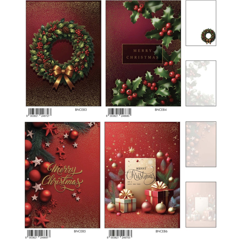 BIGLIETTI NATALE 12X18CM 12PZ FOIL ORO