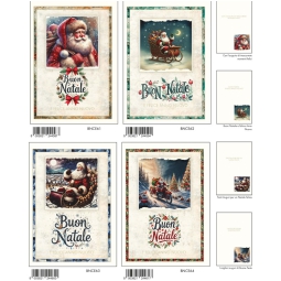 BIGLIETTI NATALE 12X18CM 12PZ FOIL OLOGRAFICO