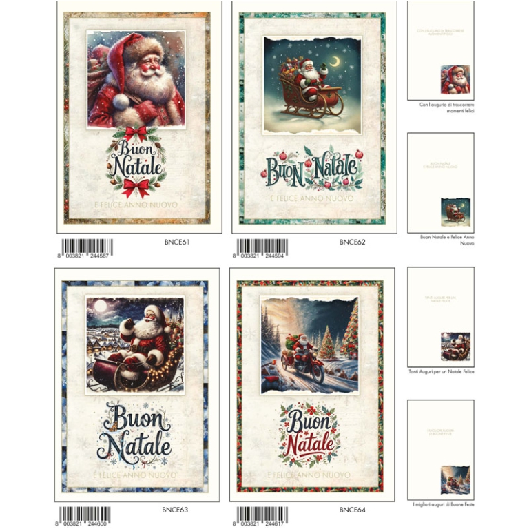 BIGLIETTI NATALE 12X18CM 12PZ FOIL OLOGRAFICO