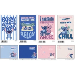 BIGLIETTI AUGURI 12PZ    STITCH SOGGETTI ASSORTITI