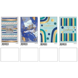 BIGLIETTI AUGURI 12PZ    COMPLEANNO FOIL RILIEVO