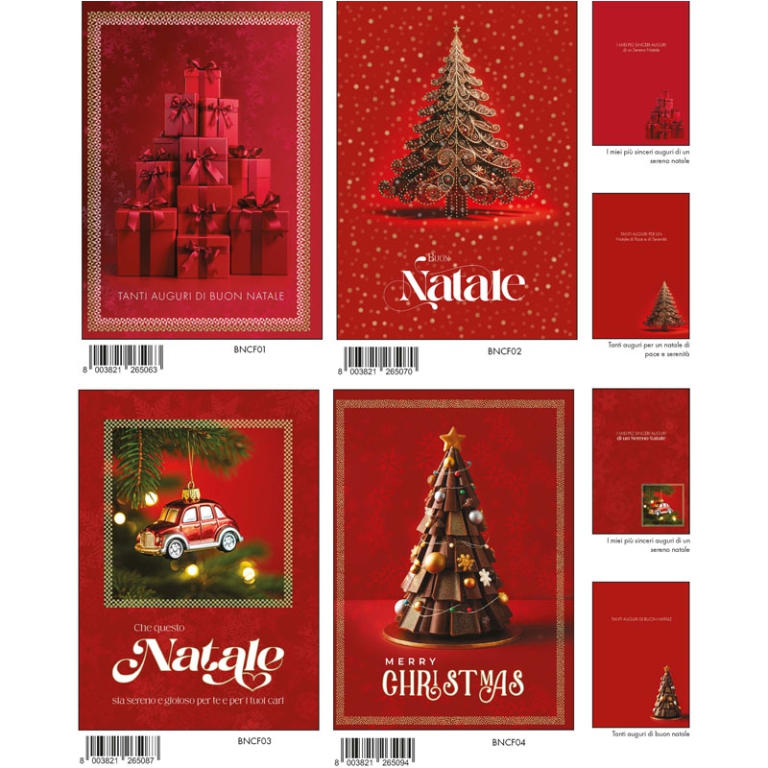 BIGLIETTI NATALE 12X18CM 12PZ FOIL ORO